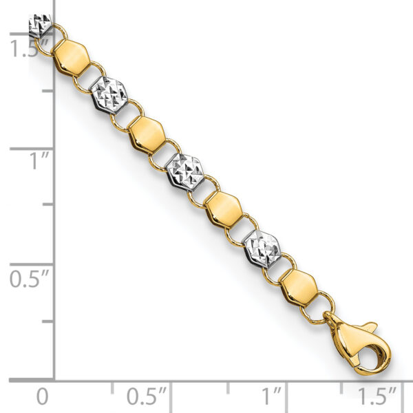 14K and White Rhodium D/C Fancy 7.5in Bracelet - Image 3