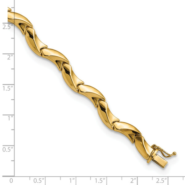 14K Polished Fancy Wavy Link Bracelet - Image 3
