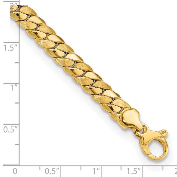 14k Satin and Polished 6.5mm Fancy Link Bracelet - Image 3
