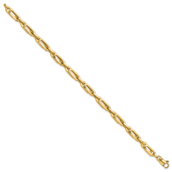 14K Gold Polished Fancy Link Mens Bracelet - Image 2