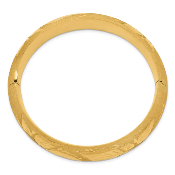 14k 11/16 Oversize Florentine Engraved Hinged Bangle Bracelet - Image 2