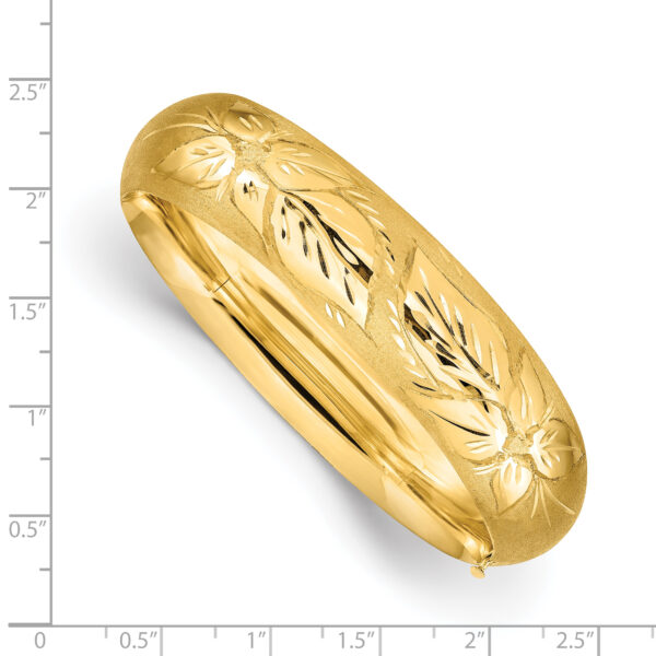 14k 11/16 Oversize Florentine Engraved Hinged Bangle Bracelet - Image 3
