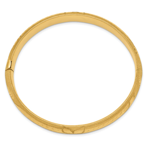 14k 7/16 Florentine Engraved Hinged Bangle Bracelet - Image 2