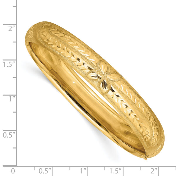 14k 7/16 Florentine Engraved Hinged Bangle Bracelet - Image 3