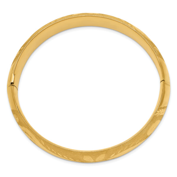 14k 9/16 Florentine Engraved Hinged Bangle Bracelet - Image 2