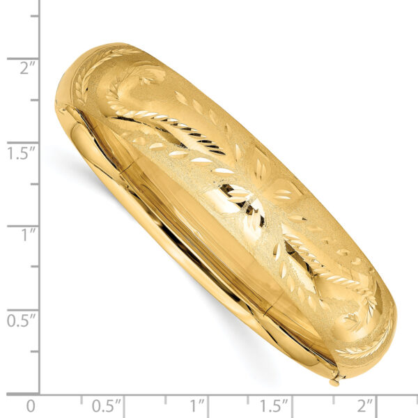 14k 9/16 Florentine Engraved Hinged Bangle Bracelet - Image 3