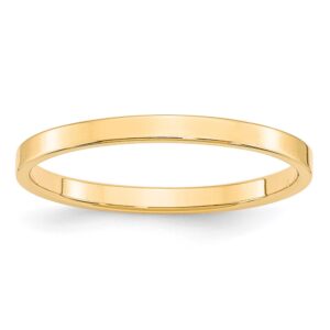 14KY 2mm LTW Flat Band Size 8