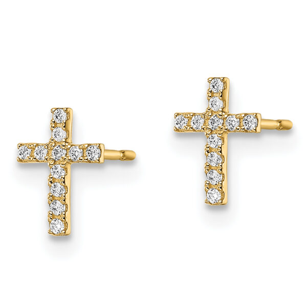 14k Madi K CZ Cross Post Earrings - Image 2
