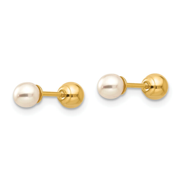 14k Madi K Reversible 3.75-4mm FW Cultured Pearl & Gold Ball Earrings - Image 2