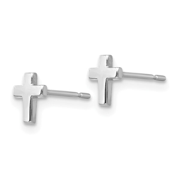 14k White Gold Madi K Children's Cross Post Earrings - Image 2