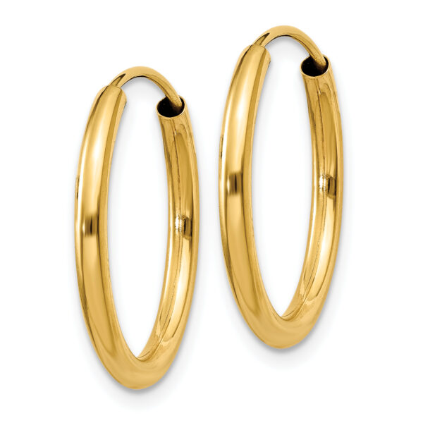 14k Polished Round Endless 2mm Hoop Earrings - Image 2