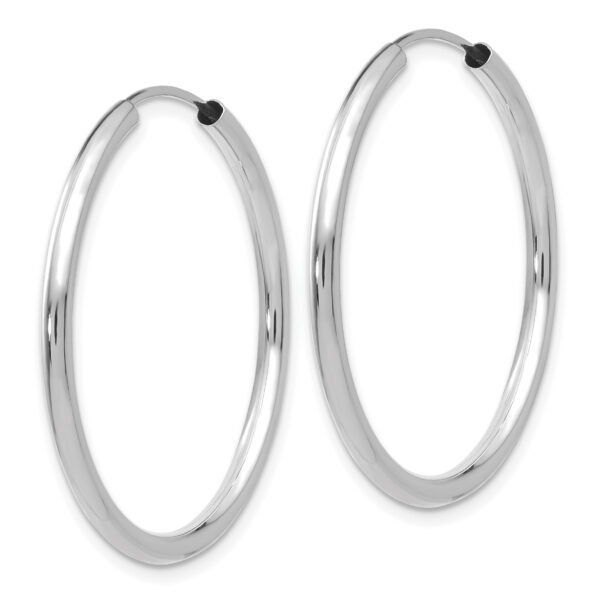 14k White Gold Polished Endless 2mm Hoop Earrings - Image 2