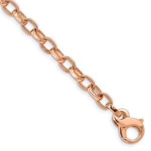 14k Rose Gold 5.0mm Fancy Link w/ Ridged Edges Bracelet
