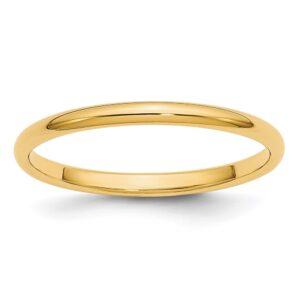 14KY 2mm Half Round Band Size 11.5