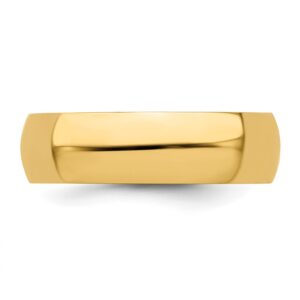 14KY 6mm Half-Round Wedding Band Size 7.5