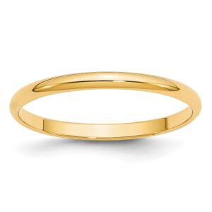 14KY 2mm LTW Half Round Band Size 10.5