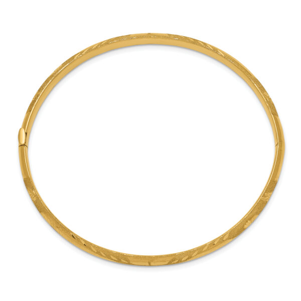 14k 3/16 Oversized Laser Cut Hinged Bangle Bracelet - Image 2