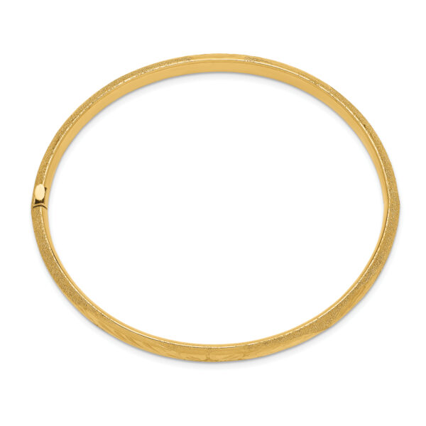 14k 4/16 Oversized Laser Cut Hinged Bangle Bracelet - Image 2