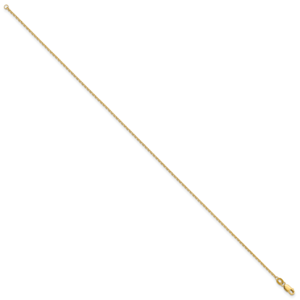 14k 1.4mm D/C Round Open Link Cable Chain Anklet - Image 2