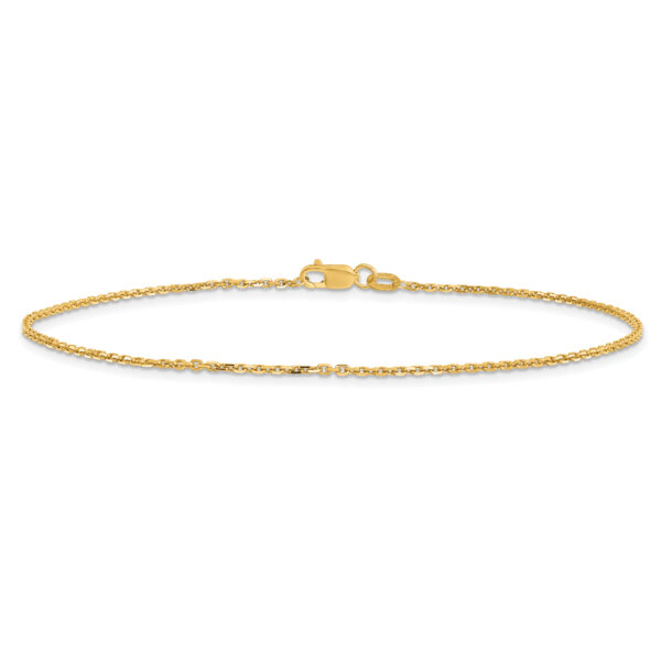 14k 1.4mm D/C Round Open Link Cable Chain Anklet - Image 3