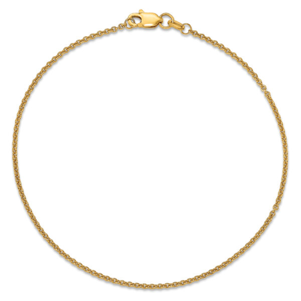 14k 1.4mm Round Open Link Cable Chain Anklet - Image 2