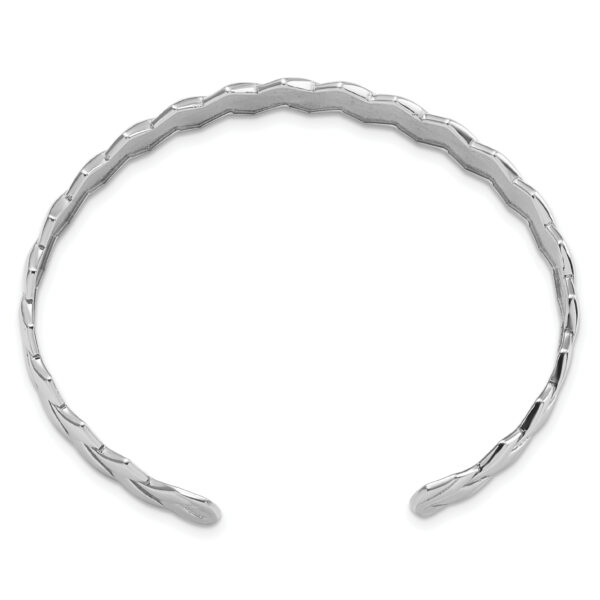 Sterling Silver Rhodium-plated Polished Cuff Bangle - Image 2