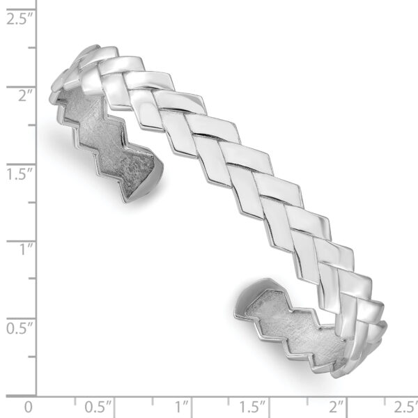 Sterling Silver Rhodium-plated Polished Cuff Bangle - Image 3