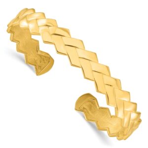 Sterling Silver Gold-plated Polished Cuff Bangle