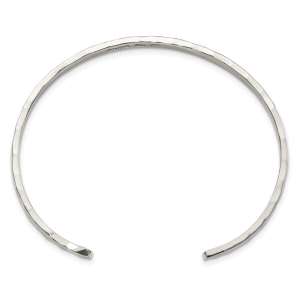 Sterling Silver Polished Hammered Cuff Bangle - Image 2