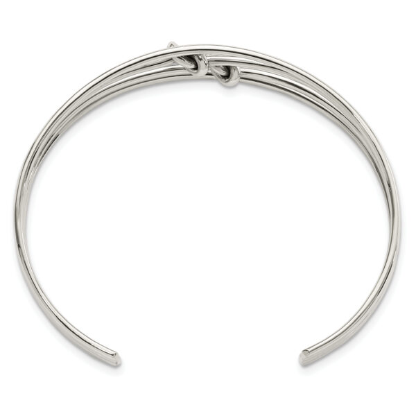 Sterling Silver Polished 4 Band Knots Cuff Bangle - Image 2