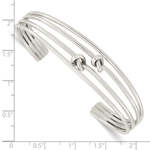 Sterling Silver Polished 4 Band Knots Cuff Bangle - Image 3