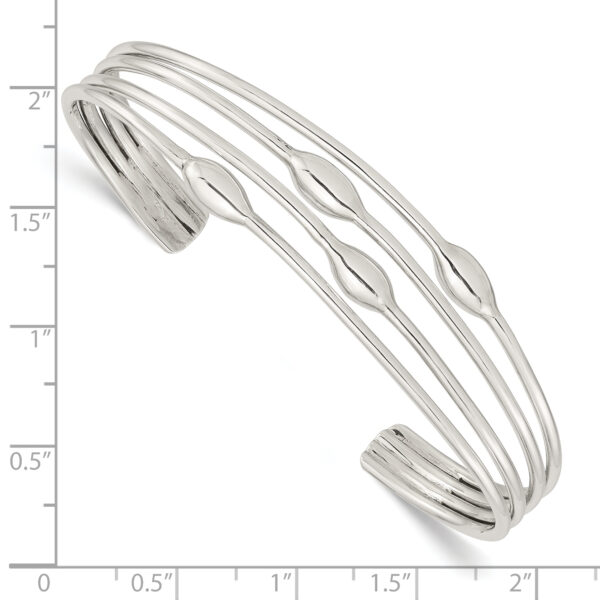 Sterling Silver Polished 4 Band Cuff Bangle - Image 3