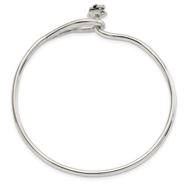 Sterling Silver Polished Flower Catch Bangle - Image 2