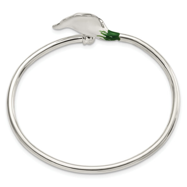 Sterling Silver Polished Enameled Lily Flexible Bangle - Image 2