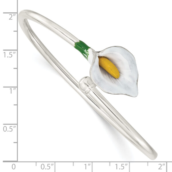 Sterling Silver Polished Enameled Lily Flexible Bangle - Image 3