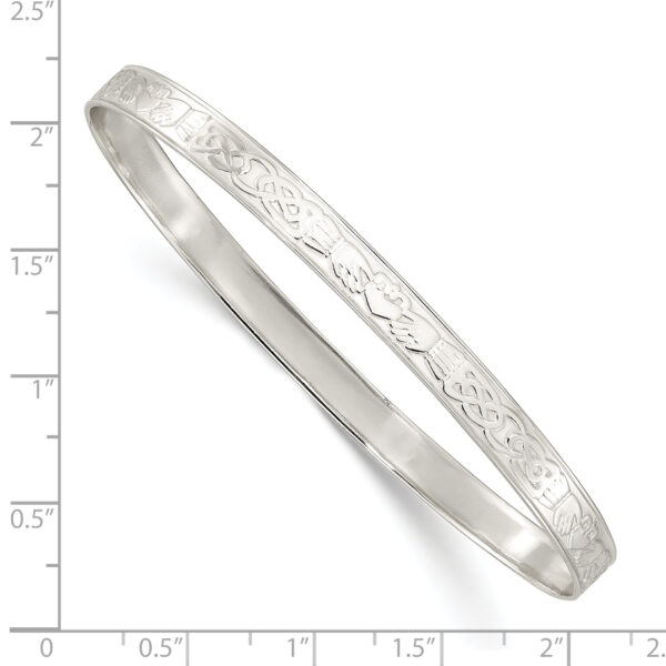 Sterling Silver Polished 5.25mm Claddagh Slip-on Bangle - Image 2