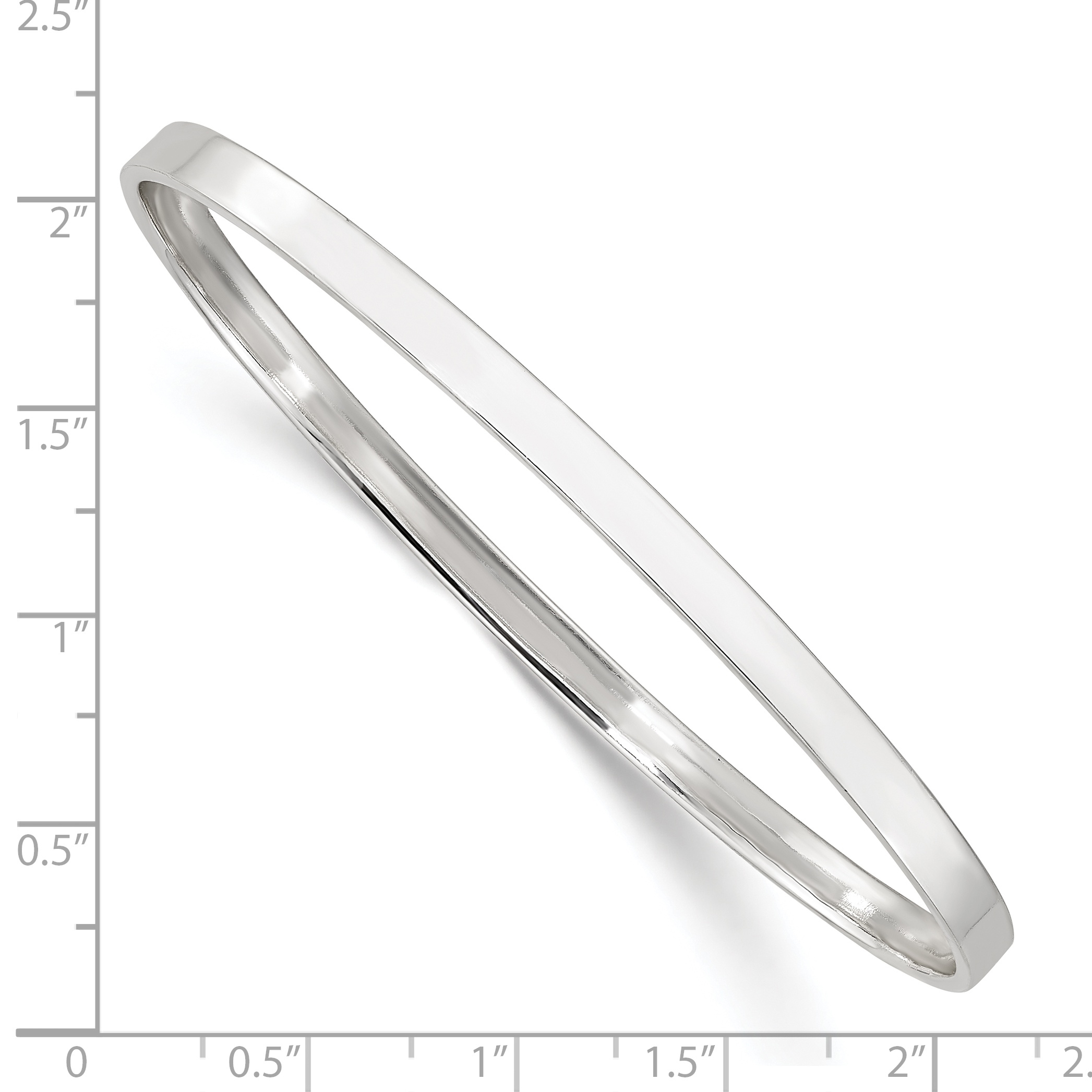 Sterling Silver Polished 4mm Slip-on Bangle - Image 2