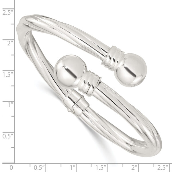 Sterling Silver Polished Twist Patterned Hinged Bangle - Image 3