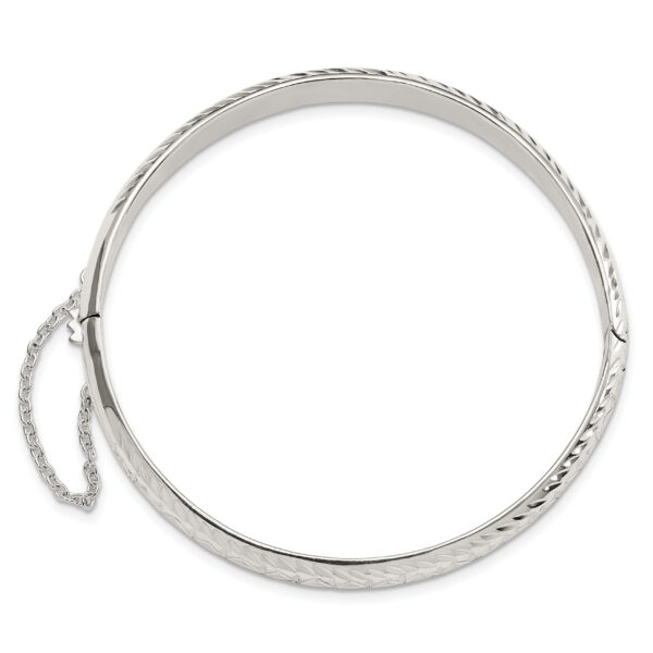 Sterling Silver Polished and D/C 7.25mm Hinged  Bangle - Image 2
