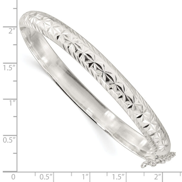 Sterling Silver Polished and D/C 7.25mm Hinged  Bangle - Image 3