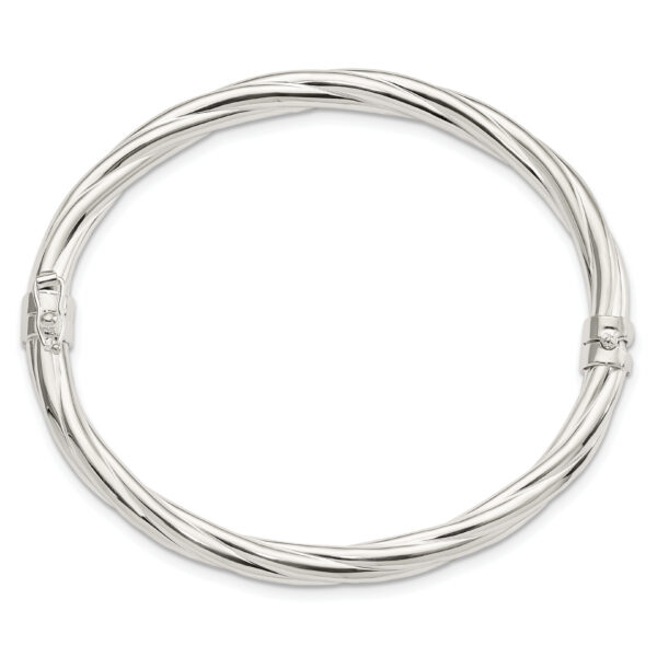 Sterling Silver Polished Twisted Hinged Bangle - Image 2