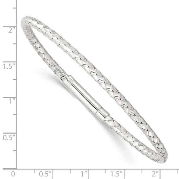 Sterling Silver Polished Flexible Weaved Bangle Bracelet - Image 2