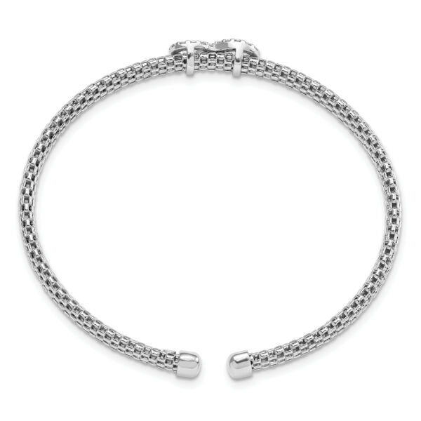 Sterling Silver Rhodium-plated Polished CZ Infinity Flexible Cuff Bangle - Image 2