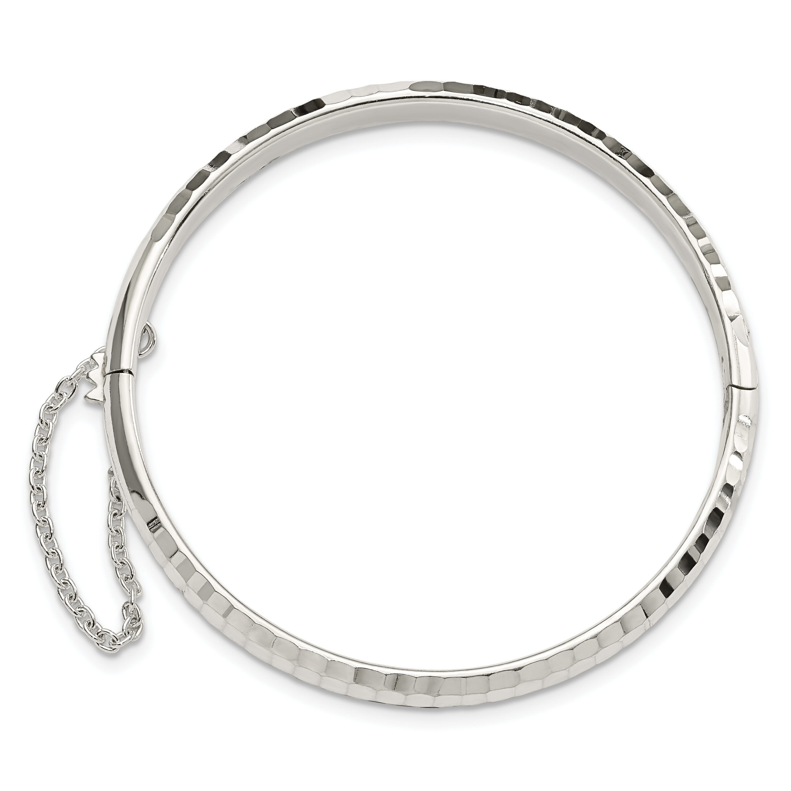 SS RH-plated Polished & D/C 5mm w/ Safety Hinged Children's Bangle - Image 2