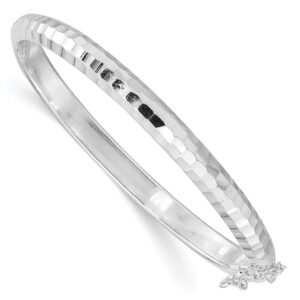SS RH-plated Polished & D/C 5mm w/ Safety Hinged Children's Bangle