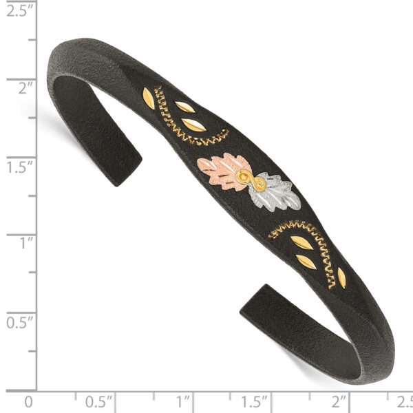 Base Metal & 10K Tri-color Black Hills Gold Black Powder Coated Bangle - Image 3