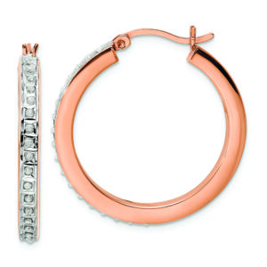 Sterling Silver Rose Gold-Plated Diamond Mystique Hoop Earrings