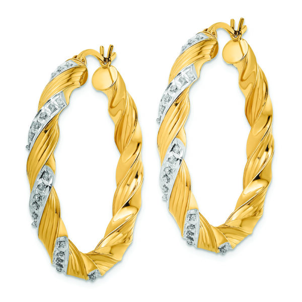 Sterling Silver Gold-Plated Diamond Mystique Twisted Hoop Earrings - Image 2