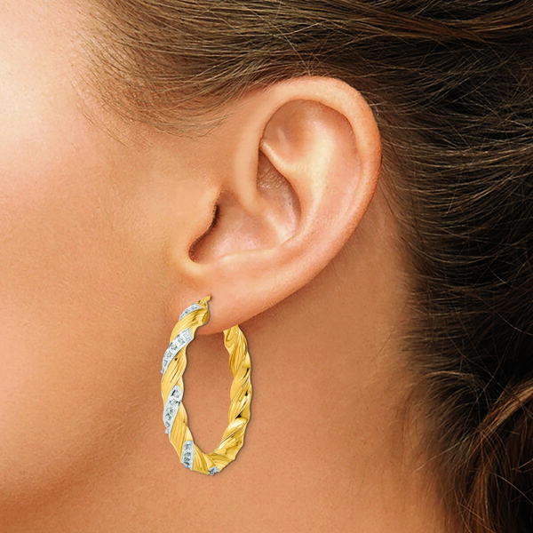 Sterling Silver Gold-Plated Diamond Mystique Twisted Hoop Earrings - Image 3