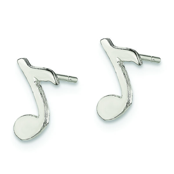Sterling Silver Musical Note Mini Earrings - Image 2